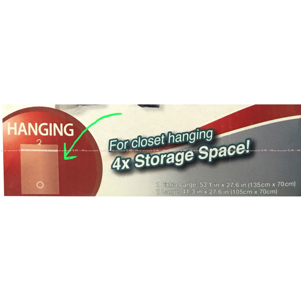 Stora Easi Easy Living Hanging Vacuum Bag Value Pack 2bags Plastik Panjang Hanger Gantungan Untuk Menghemat Tempat Ruang Lemari Baju Pakaian Organizer Cloth