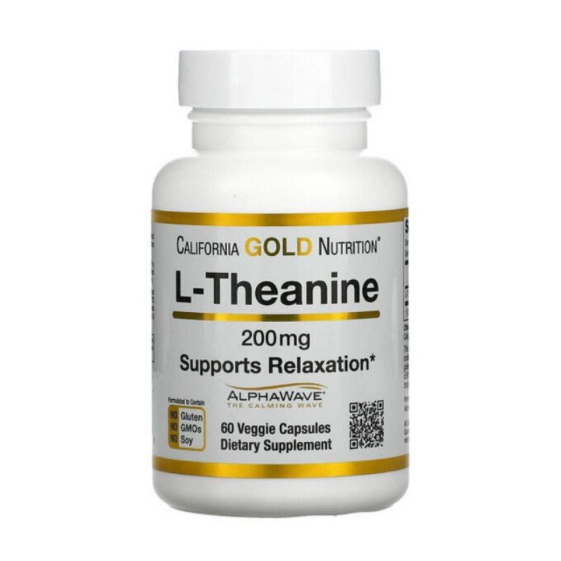 California Gold Nutrition L-Theanine, AlphaWave, Supports Relaxation, Calm Focus, 200 mg, 60 Veggie 