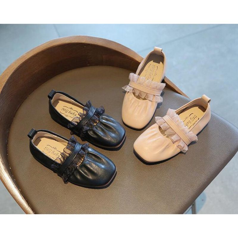 21-35 Pantofel Shoes Mg Baby Girl Ballerina Lace Black Beige Sepatu Balet Anak Cewek Hitam Coklat