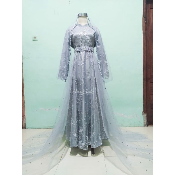 Jual Rika Dress Silver, Gaun Pengantin Silver, Gaun Pernikahan, Wedding ...