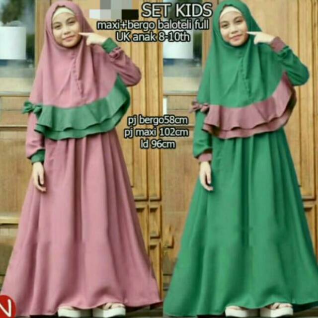 Baju Gamis Syari anak yosa kids/full baloteli/hijab anak perempuan