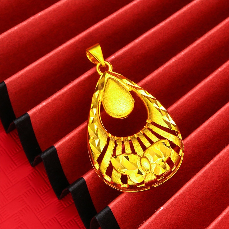 Kalung Lapis Emas Emas Asli Kadar 375 Dengan Liontin Kupu-Kupu Bunga Model Hollow Untuk Wanita Butterfly