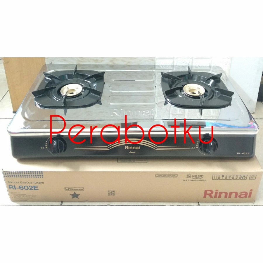 Kompor Rinnai RI-602 E / Kompor Gas Stenlis 2 Tungku Stainless Steel