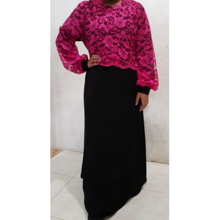 Baju Gamis Kombinasi Brukat