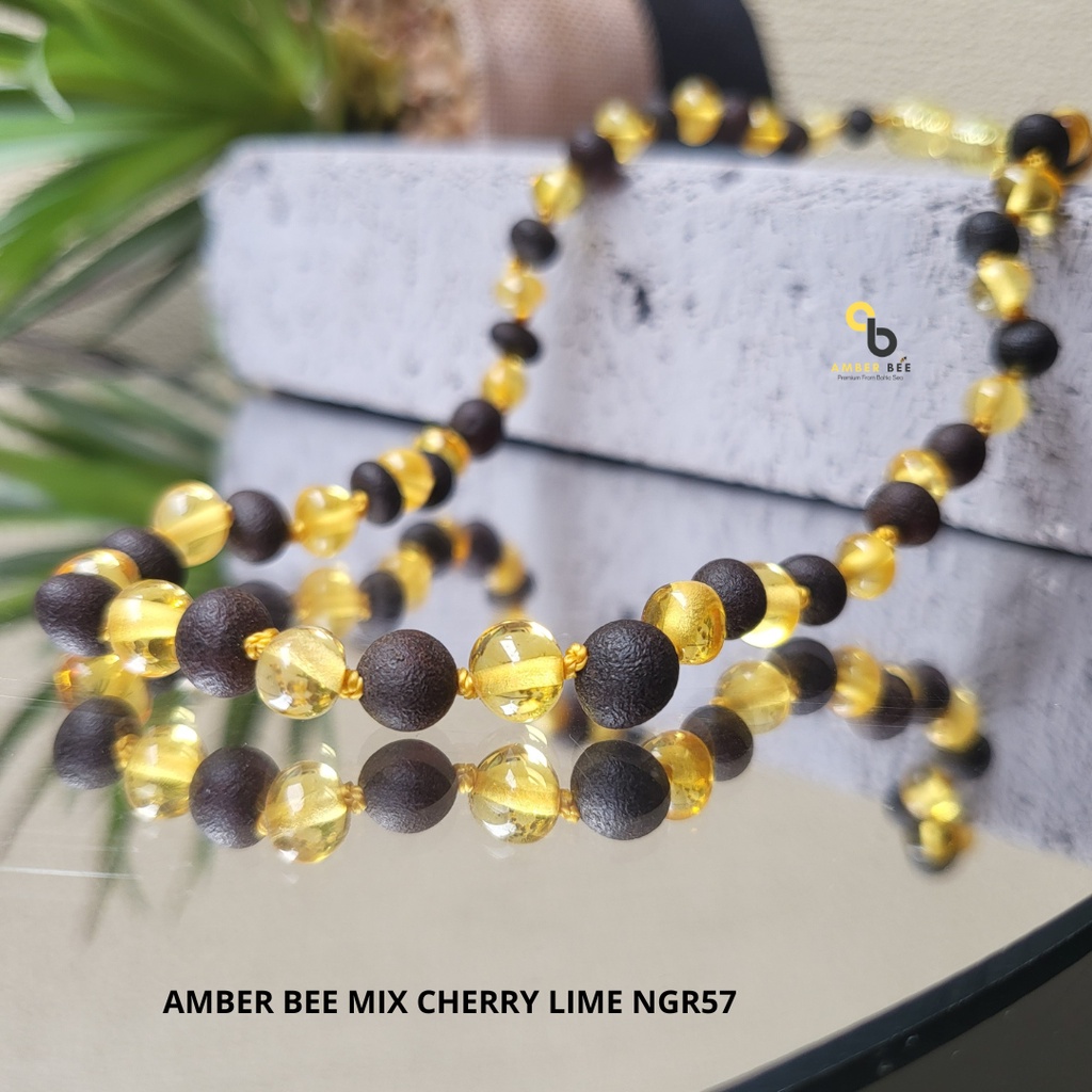 Kalung Amber Anak Premium Combine Lime Cherry NCLC57 By Amber Bee