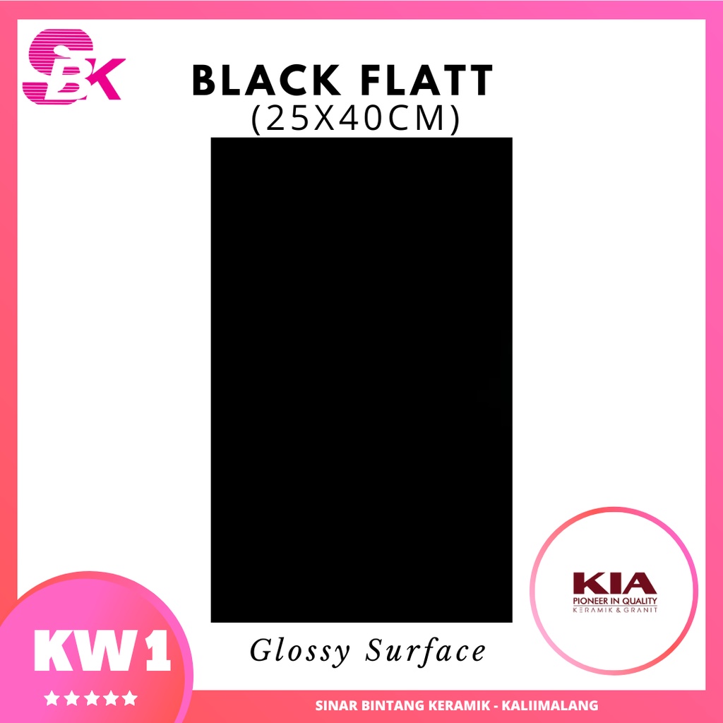 Keramik Kamar Mandi 25x40 Black Flat KW1