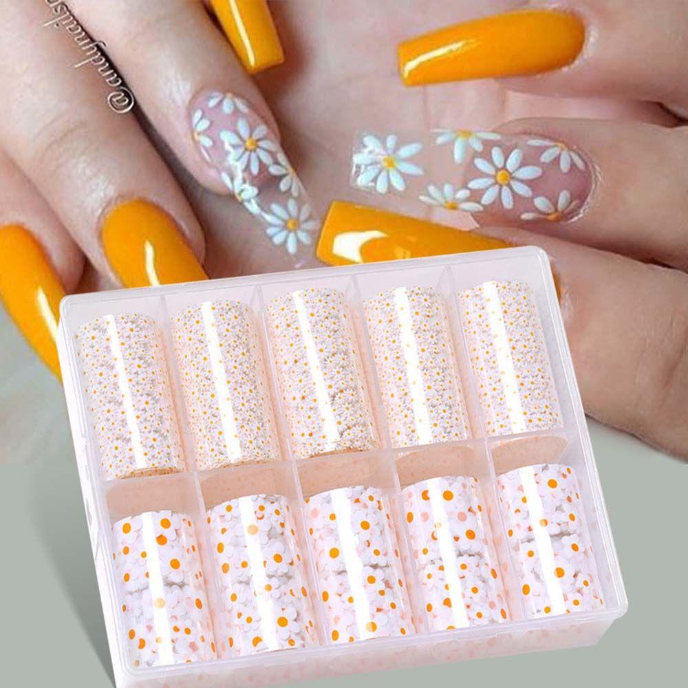 AUGUSTINA Agustinina Set Foil Transfer Kuku Floret Lucu Manikur Aksesoris Watermark Decals DIY Dekorasi Nail Art