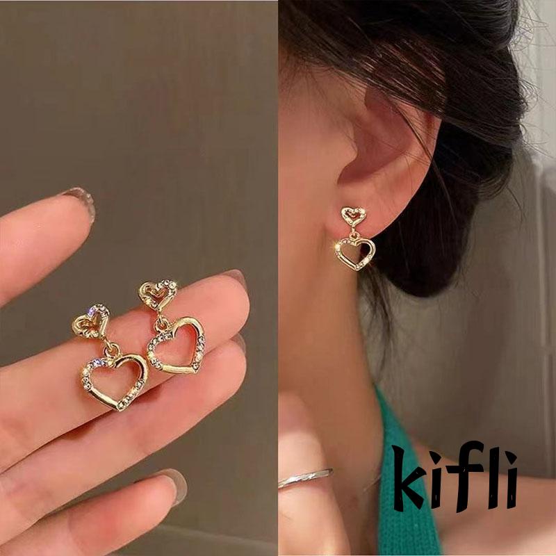 Anting,Desain Hati,Gaya Simple,Untuk Wanita