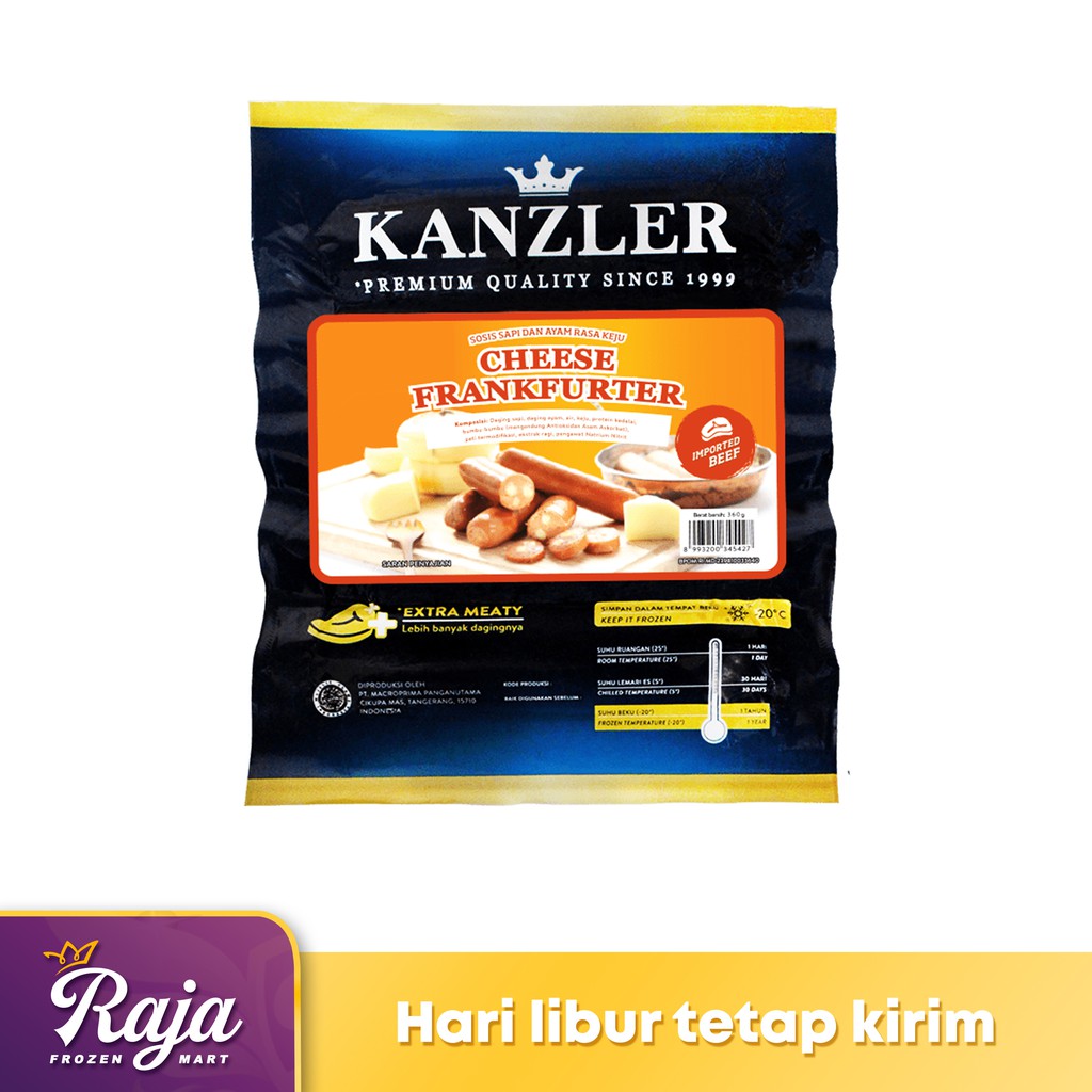 

Kanzler Cheese Frankfurter Isi 5 360gr / Sosis / Frozen Food / Kentang Beku / Makanan Beku