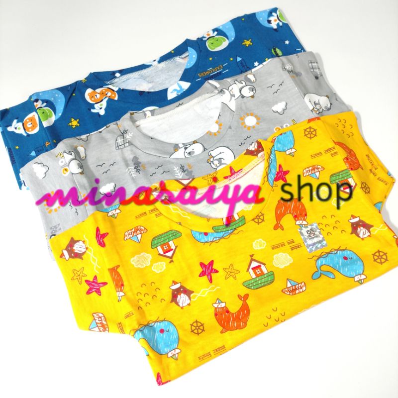VINATA 3 pcs dan ecer Kaos Bayi Lengan Pendek Motif Print Uk. S - XL
