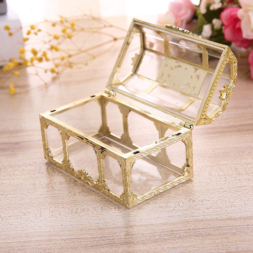 R-FLOWER Kotak Permen Organizer Perhiasan Transparan Plastik Treasure Chest Retro Souvenir