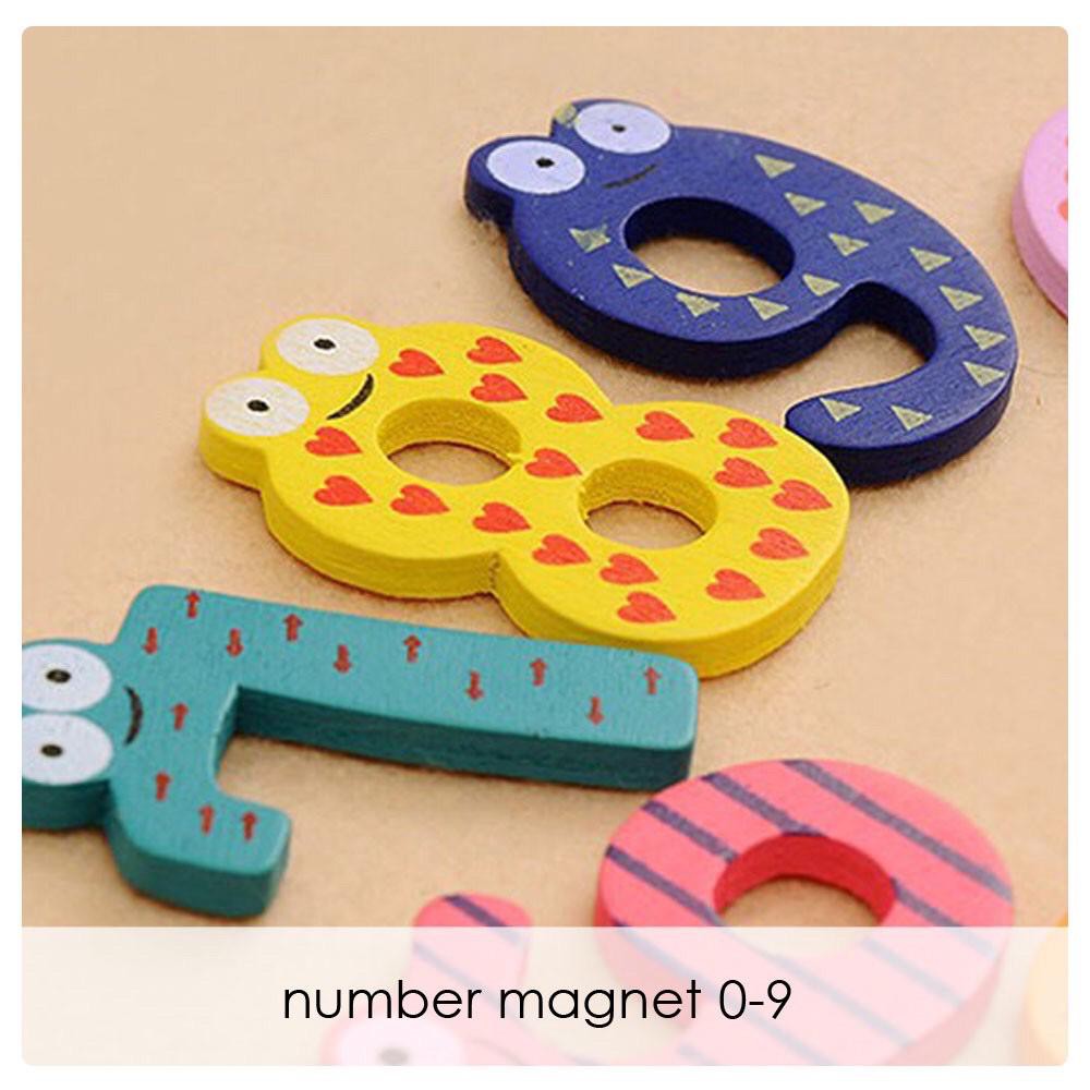 Tempelan Kulkas Angka Huruf Kayu Magnet Angka Number Alfabet Magnet 0-9