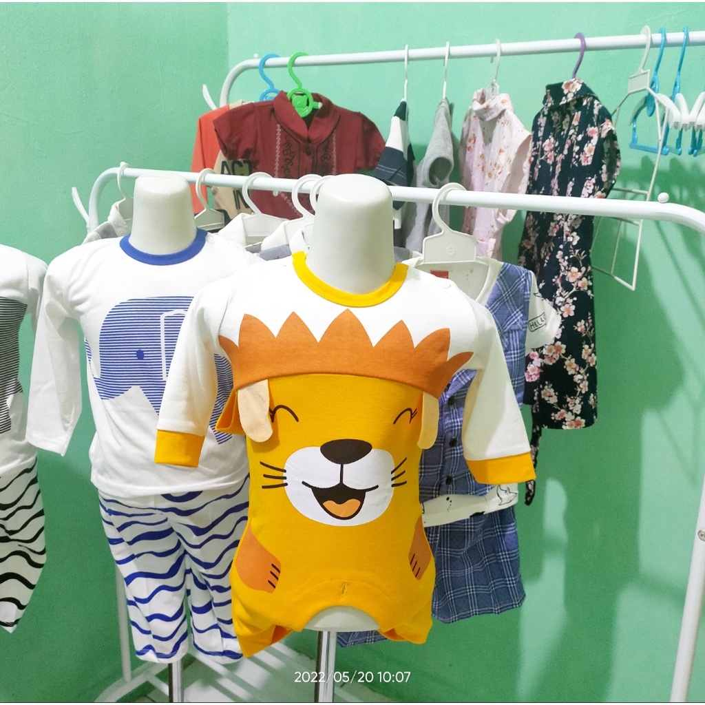 Setelan Jumper Baju Bayi Laki Laki 0 6 bulan Motif Singa Lucu dan Gemesin Bahan Adem-4