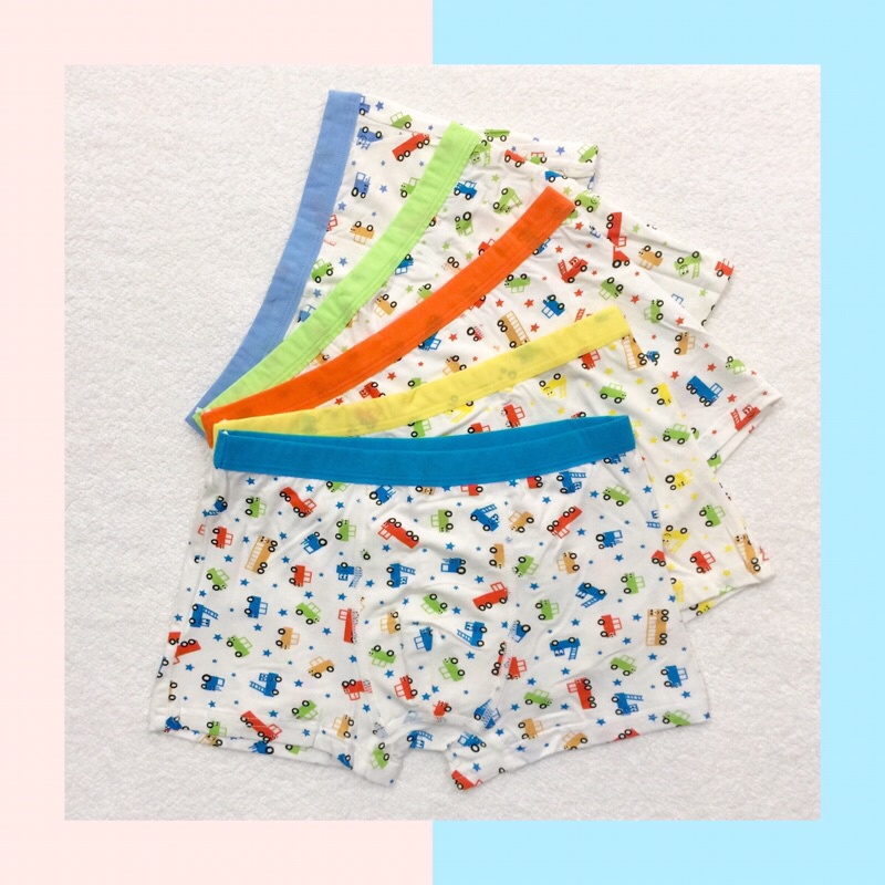 CELANA DALAM BOXER ANAK PUTIH PRINT MOBIL