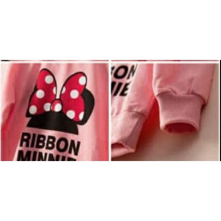 Promo Setelan anak perempuan RIBBON MINNIE Bahan fleece 3-9 tahun