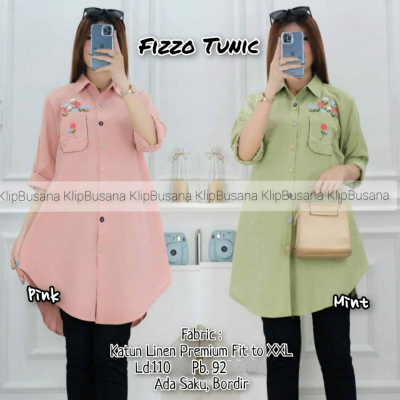 TUNIK WANITA JUMBO KEKINIAN TUNIK KATUN LINEN BORDIR KERAH LD 95 100 110 BAJU ATASAN WANITA JUMBO BI