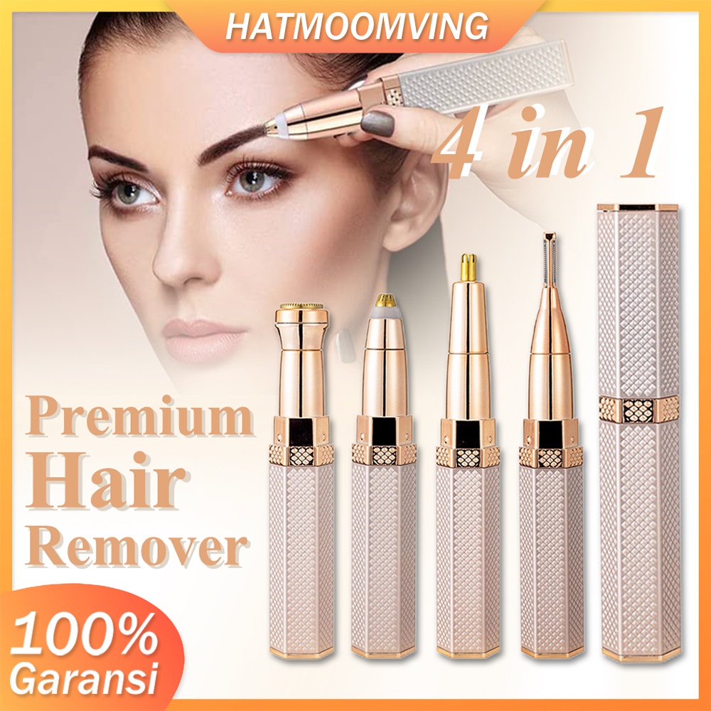 Premium Hair Remover 4 in 1 SET / Alat Cukur Wanita / Pencukur Lipstik / USB isi ulang lipstik hair remover / pemangkas alis listrik penghilang bulu hidung