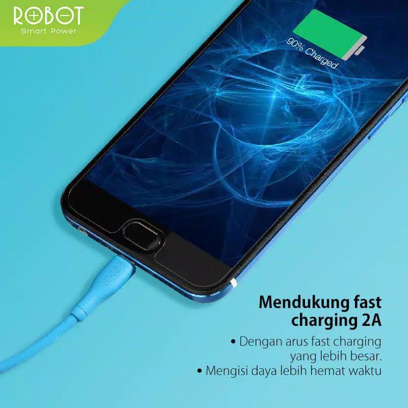 KABEL DATA ROBOT ORIGINAL (RT-CD100) MICRO USB SUPER FAST CHARGER PREMIUM QUALITY