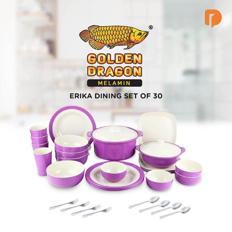 Set Peralatan Makan Melamin Lengkap Golden Dragon