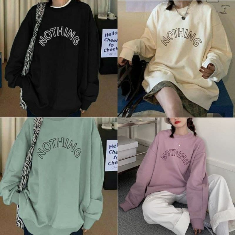 JAYA.Co Sweater Oversize NOTHING Jumbo fit XXL (LD-128cm Pjg-69cm)