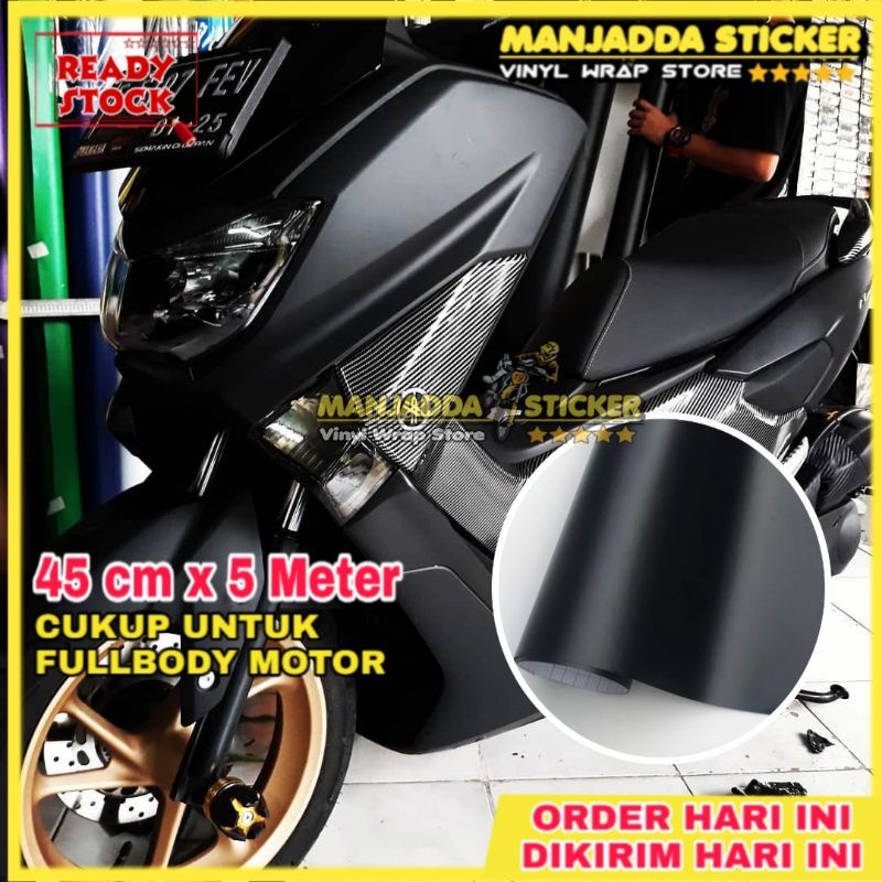 Stiker Skotlet Motor Hitam Doff 45cm X 5meter