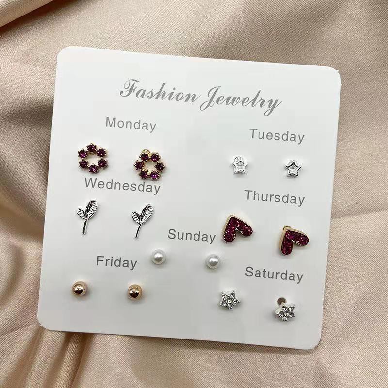 Anting Korea 1 Set 7 Pasang Simple Kreatif Gaya Korea untuk Wanita Remaja