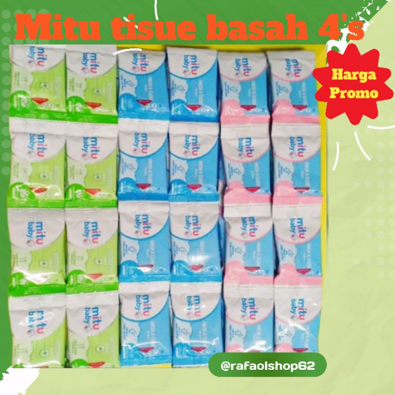 Tissue Basah mitu mini pack 4's 1 Renceng (12pcs)