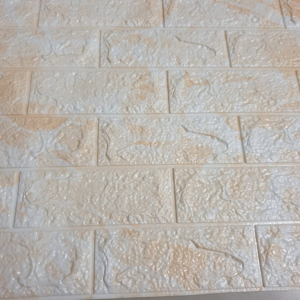 Wallpaper Brick Foam Motif Batu Bata Putih Kuning 70X77cm