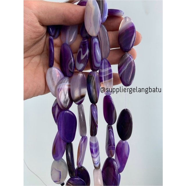 batu alam Penden simba oval PURPLE carnelian 3 x 2 cm jade UNGU pipih