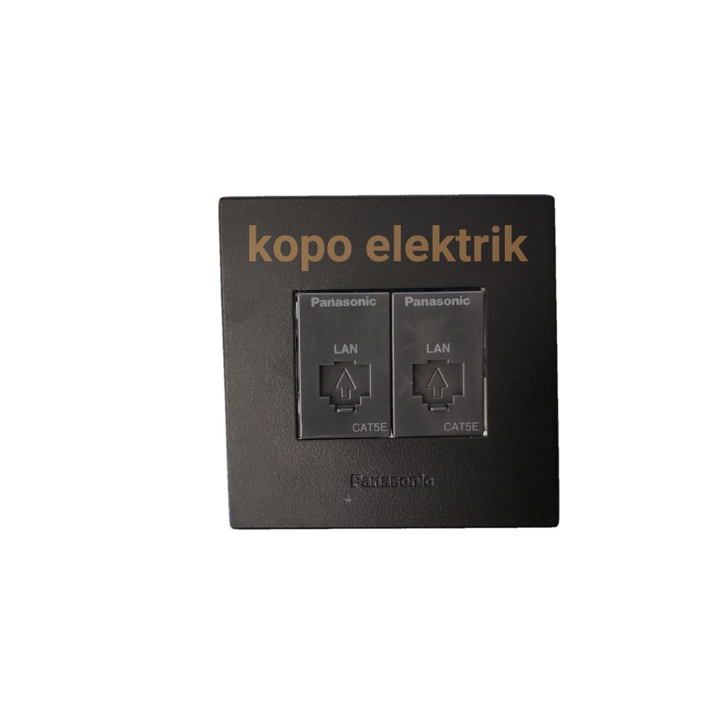 Panasonic Double Outlet Data Lan CAT5E Style Black / Hitam Minimalis