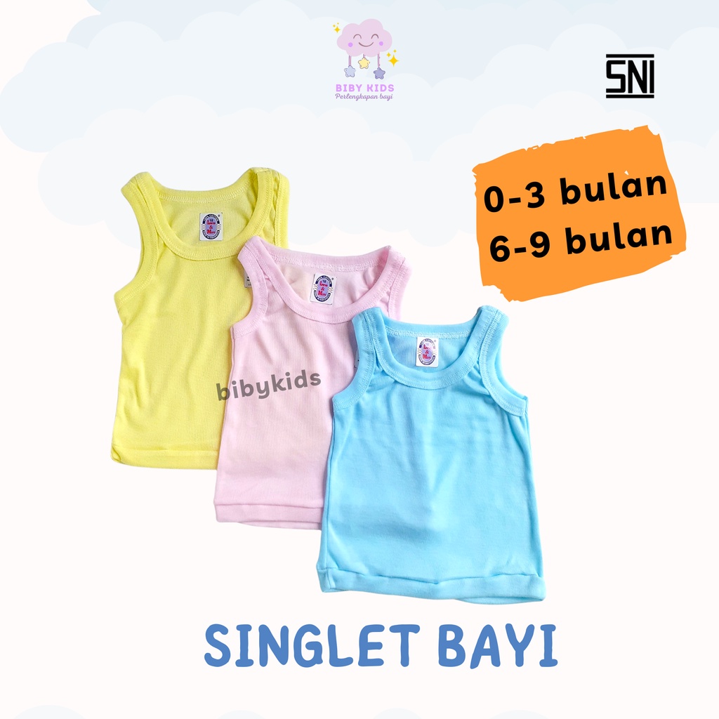 Singlet Bayi Warna Baju Bayi Kutung Baby Newborn Perlengkapan Bayi Lahir Dalaman Atasan Bayi Unisex