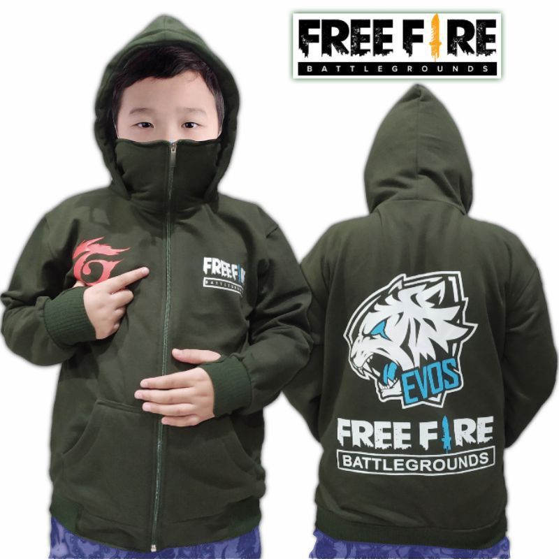 (BISA COD) TERLENGKAP JAKET NINJA /JAKET ANAK LAKI- LAKI / SWEATER HOODIE FREEFIRE BAHAN TEBAL|UNISEX| Usia 7 - 15 thn.