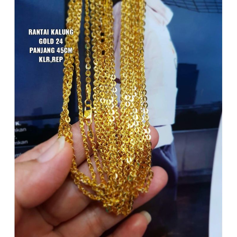 rantai kalung rantai kristal replika emas london 24k mewah mirip asli