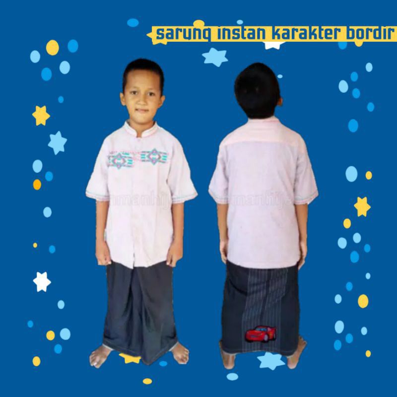 Sarung Instan Anak,Sarung Anak Laki-laki, Sarung Anak Instan motif Polos Kombinasi Usia 1-9 thn (BISA CO