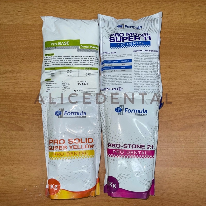 Gips biru tipe II (2) gips kuning tipe III (3) putih probase dental stone moldano cor pink merah gip bahan cetak cor gigi