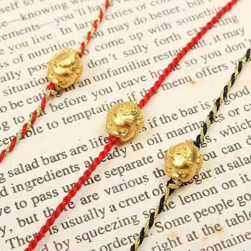 Gelang emas hongkong 24 karat kadar 999 tali cina keberuntungan baby BABI