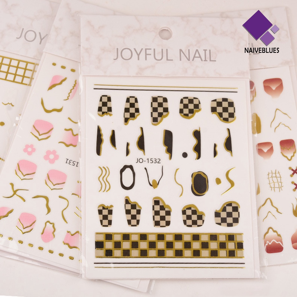 Naiveblue &gt; Stiker Kuku 3D Ultra Tipis Motif Geometri Untuk Dekorasi Nail Art / Manicure