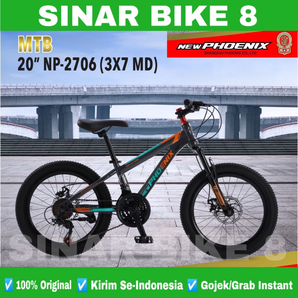 Sepeda Gunung MTB PHOENIX NP-2706 Ukuran 20, 24 &amp; 26 Inch 21 Speed Rem Cakram