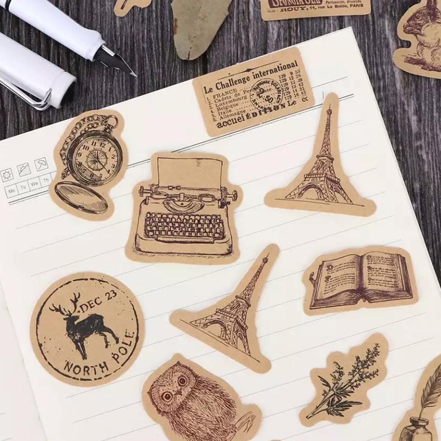

Bagus! RICISE - 45Pcs Stiker Aesthetic All Things Retro Vintage Untuk Dekorasi Diary Sticker Deco Bu