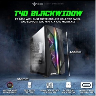 Casing Gaming NYK T40 Black Widow LED RGB - PC Case Gaming