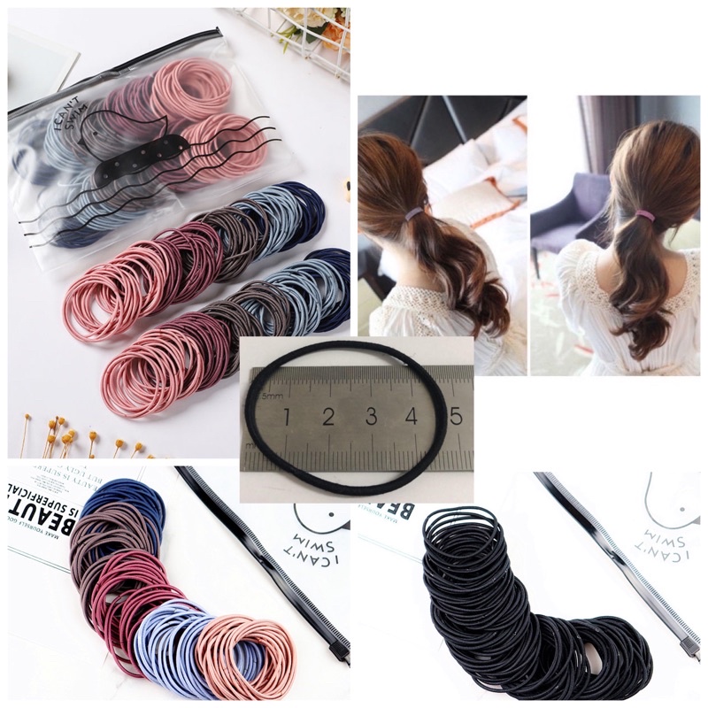 KARET IKAT RAMBUT WANITA KOREA STYLE (isi 100) / KARET KOREA ISI 100-1