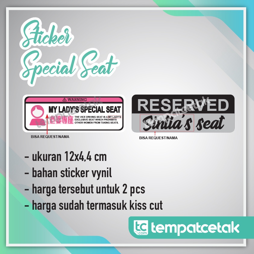 

Sticker Special Seat (harga untuk 2 pcs)