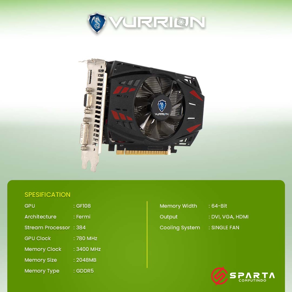 VGA Nvidia Geforce GT 730 2GB GDDR5 Vurrion New Garansi Resmi