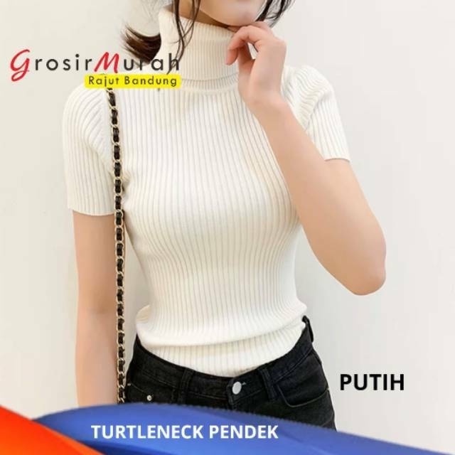 GS022 Sweater Rajut turtleneck Pendek Luvita