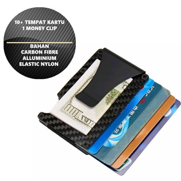 Dompet Kartu Tipis ( Slim Elastic Card Wallet Anti RFID ) Carbon Fibre