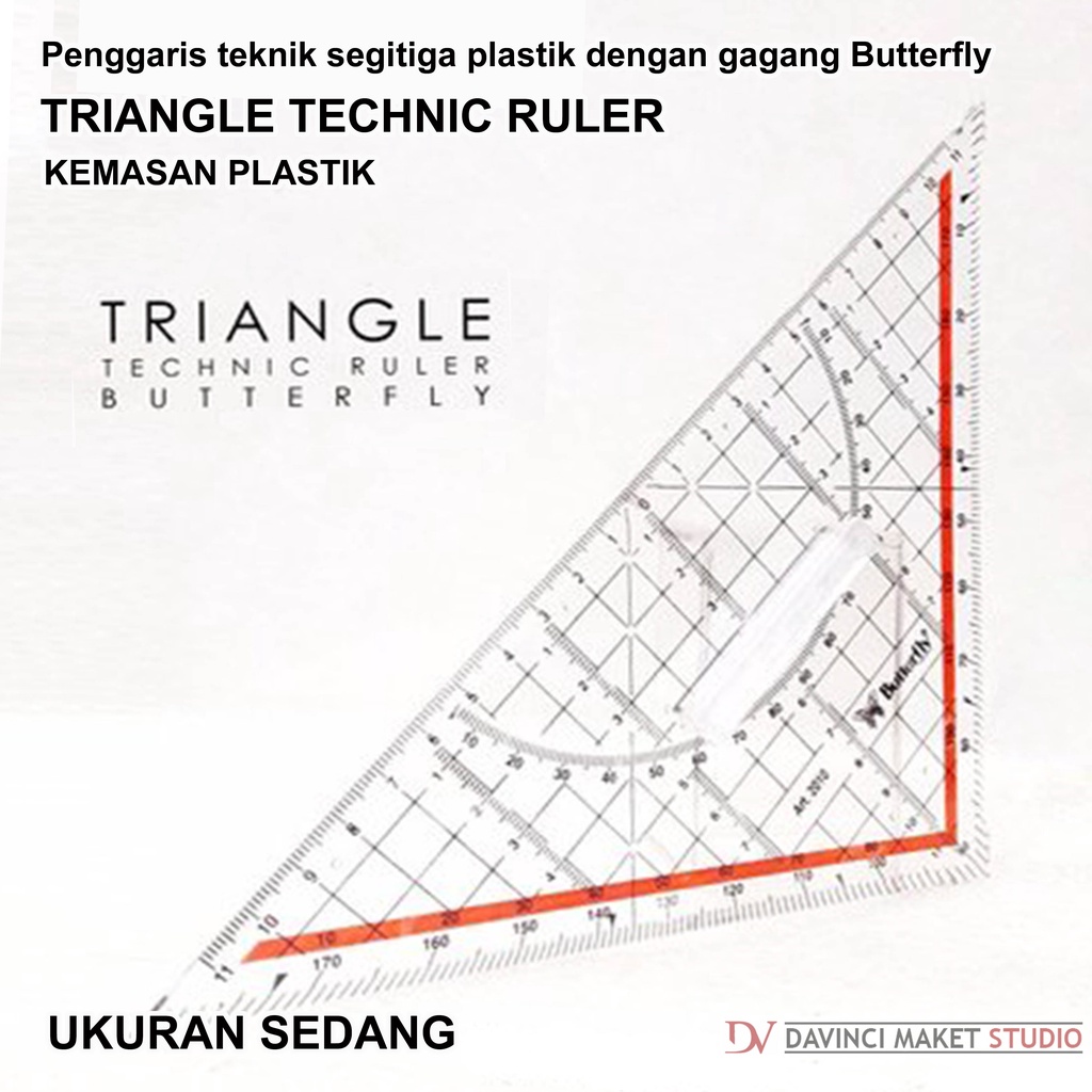 

Penggaris Segitiga 2010 Sedang Teknik Gagang Butterfly 22cm Plastik Alat Bantu Maket Diorama - Triangle Technic Ruler