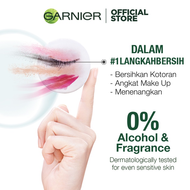 Garnier Micellar Water Pink - Skincare Pembersih Wajah &amp; Makeup Kulit Sensitif 125 ml