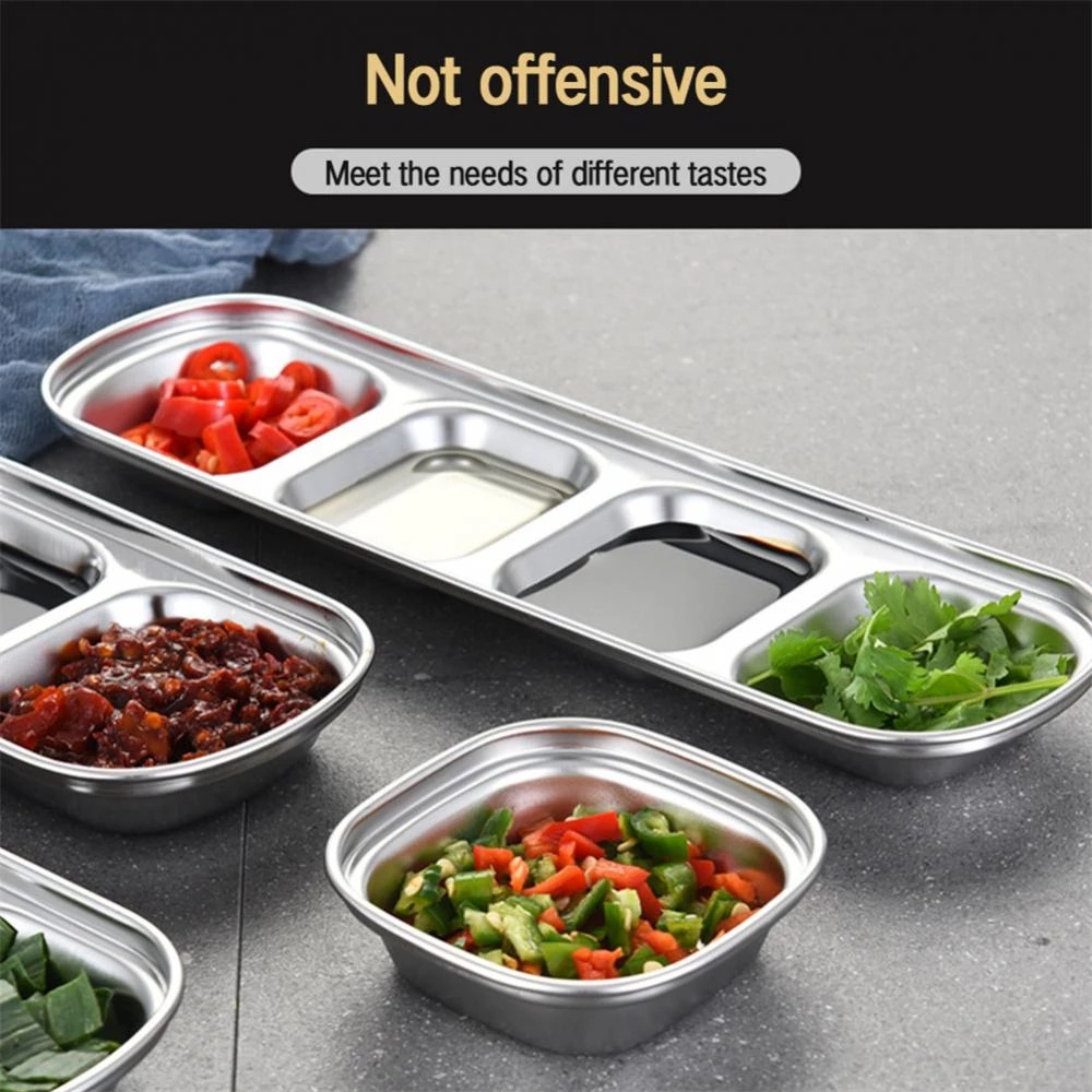 Mangkok Bumbu / Snack / Bawang Putih / Jahe / Saus Bahan Stainless Steel 304 Warna Emas / Silver 1 / 2 / 3 / 4 Grid