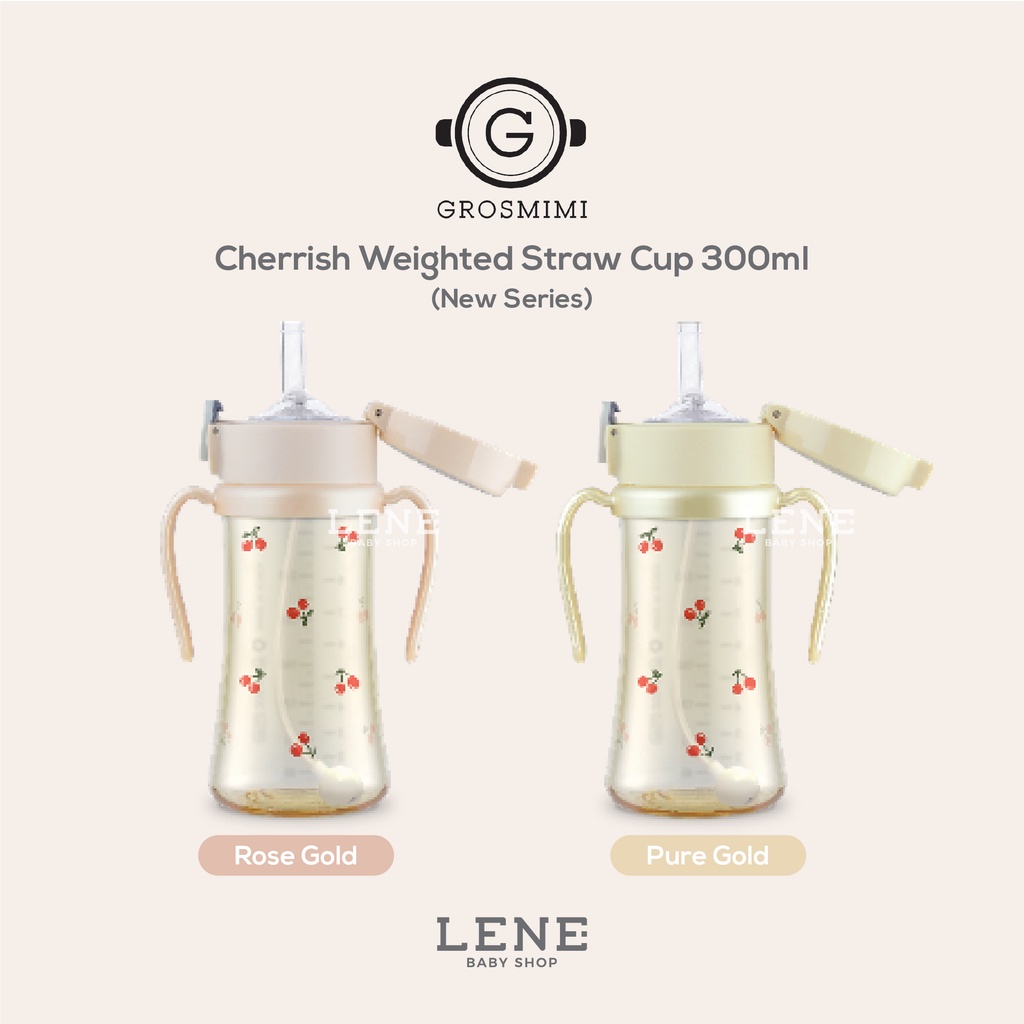 Grosmimi Cherrish Weighted Straw Cup 200ml &amp; 300ml New Series