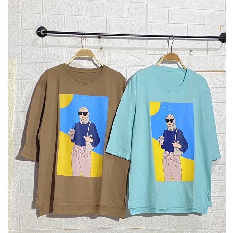 kaos siku kaos 7/8 kaos tumblr kaos oversize kaos karakter model bagian belakang panjang